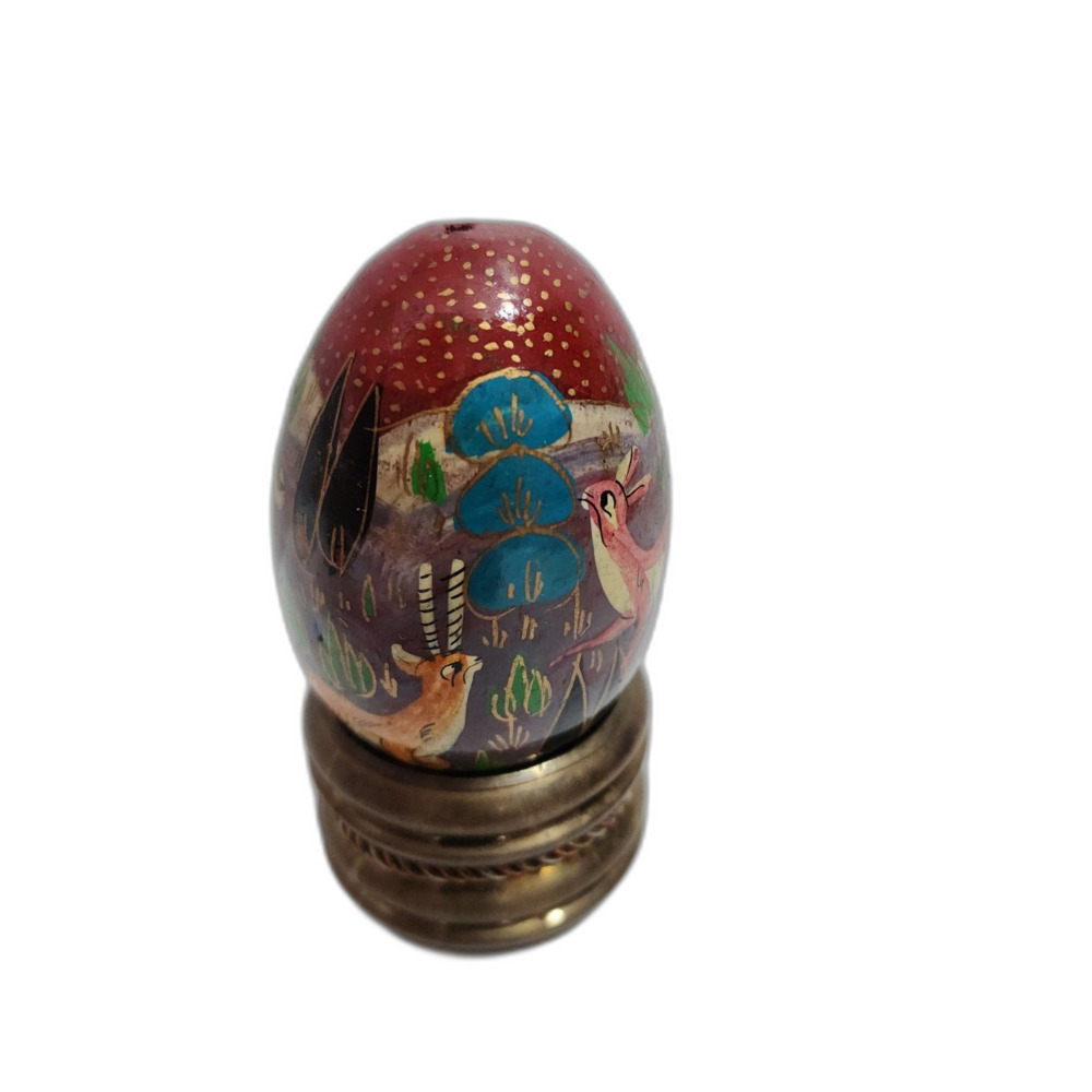Cloisonne Egg With Base Decorative Wooden Vintage Decor - Picture 2 of 3
